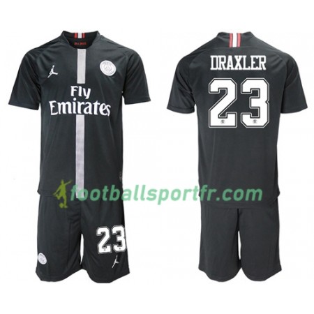 Tenue Paris Saint Germain Draxler 23 Jordan Noir Enfant Troisieme 2018-2019 Maillot de Foot